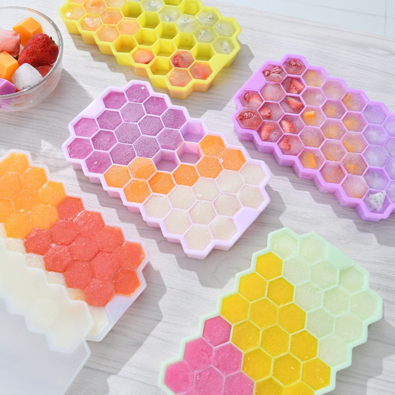 Forma de Gelo com Tampa - Favo de Mel - Silicone