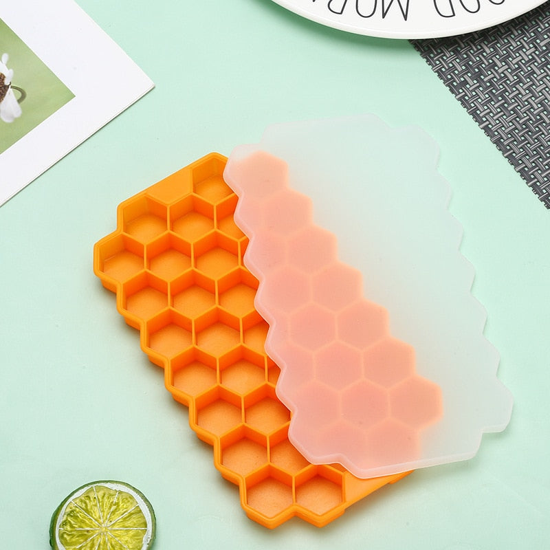 Forma de Gelo com Tampa - Favo de Mel - Silicone